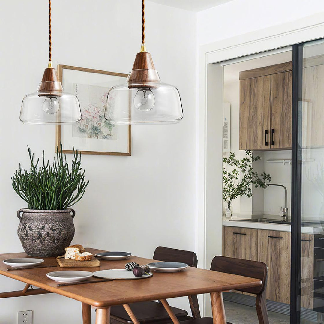 Noyer Lampe à Suspension en Verre - Neutralighting