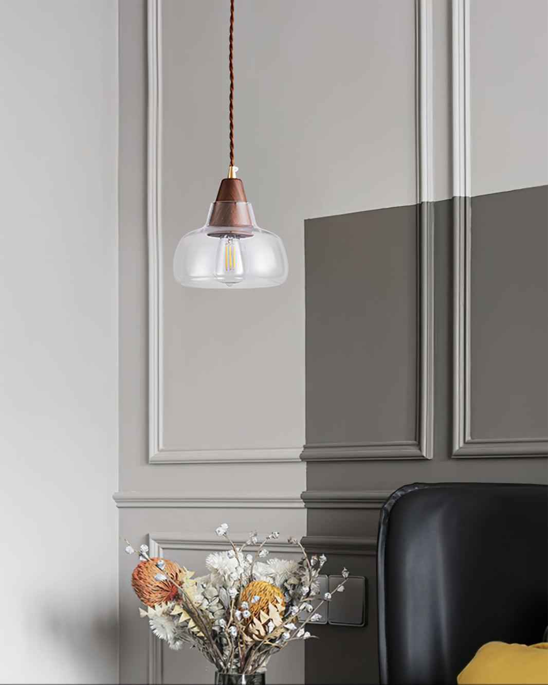 Noyer Lampe à Suspension en Verre - Neutralighting