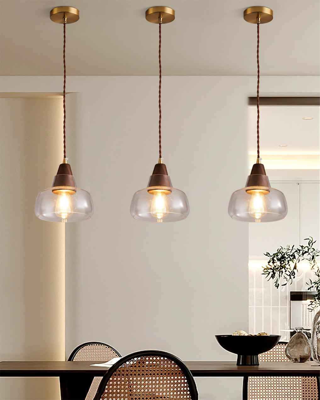 Noyer Lampe à Suspension en Verre - Neutralighting