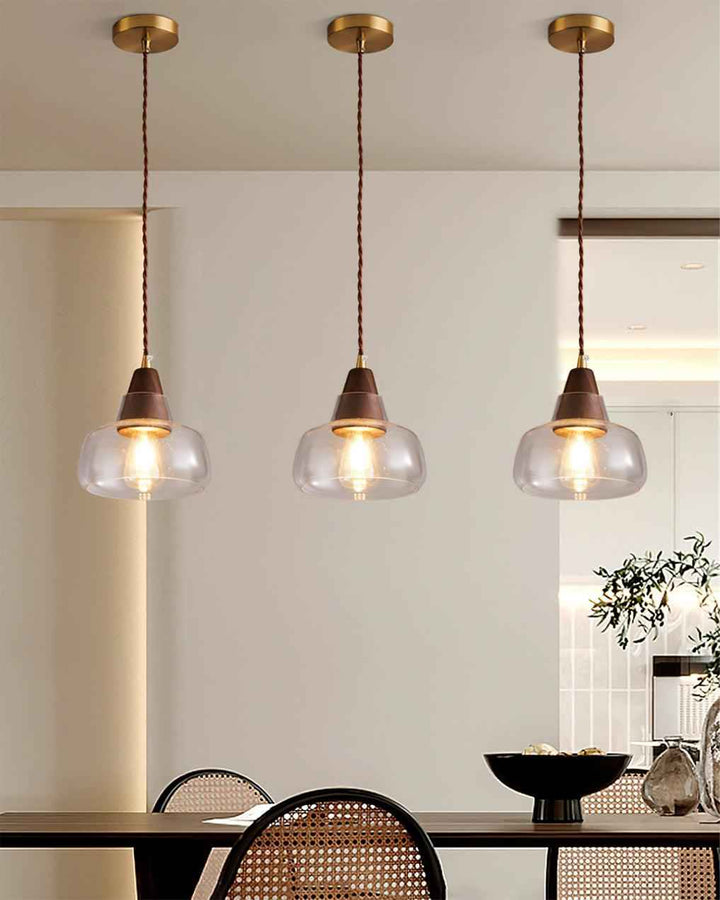 Noyer Lampe à Suspension en Verre - Neutralighting