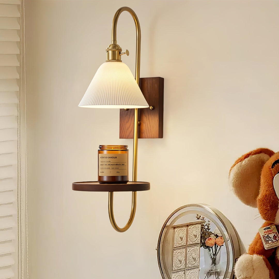 Altheus Applique murale en céramique et bois de noyer de style nordique - Neutralighting