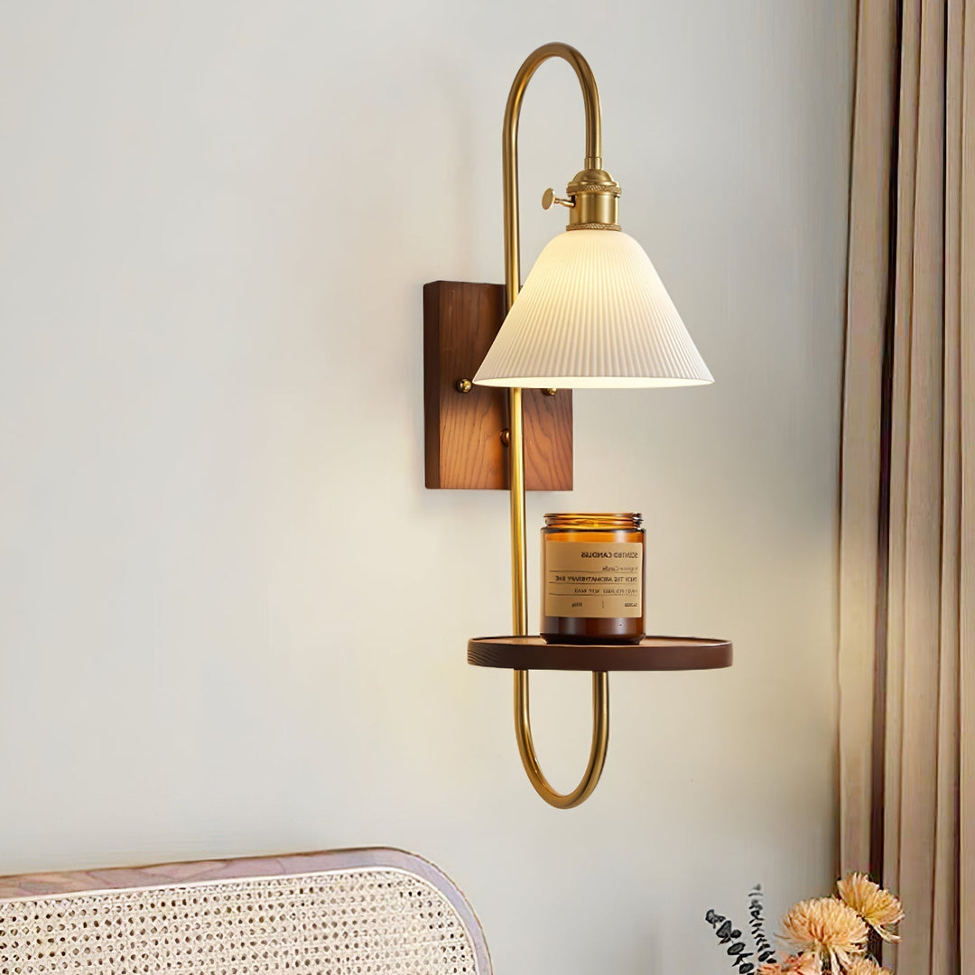 Altheus Applique murale en céramique et bois de noyer de style nordique - Neutralighting