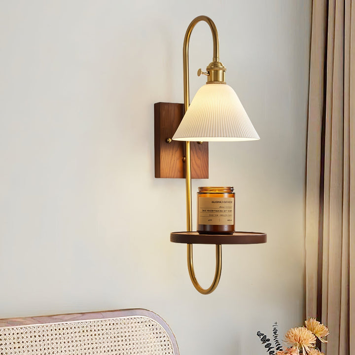 Altheus Applique murale en céramique et bois de noyer de style nordique - Neutralighting