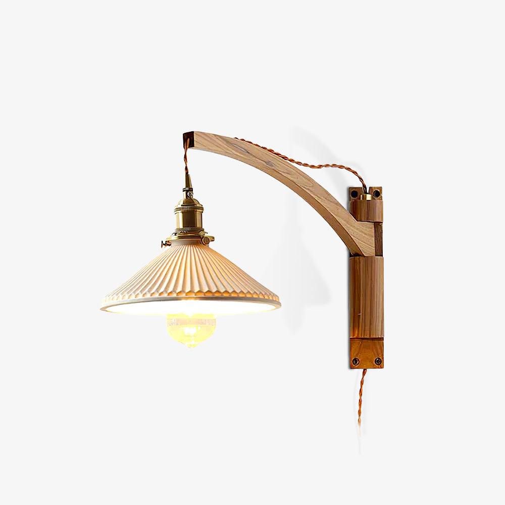 Orphaarae Nordic Art Swing Arm Walnut Ceramic Wall Lamp - Neutralighting