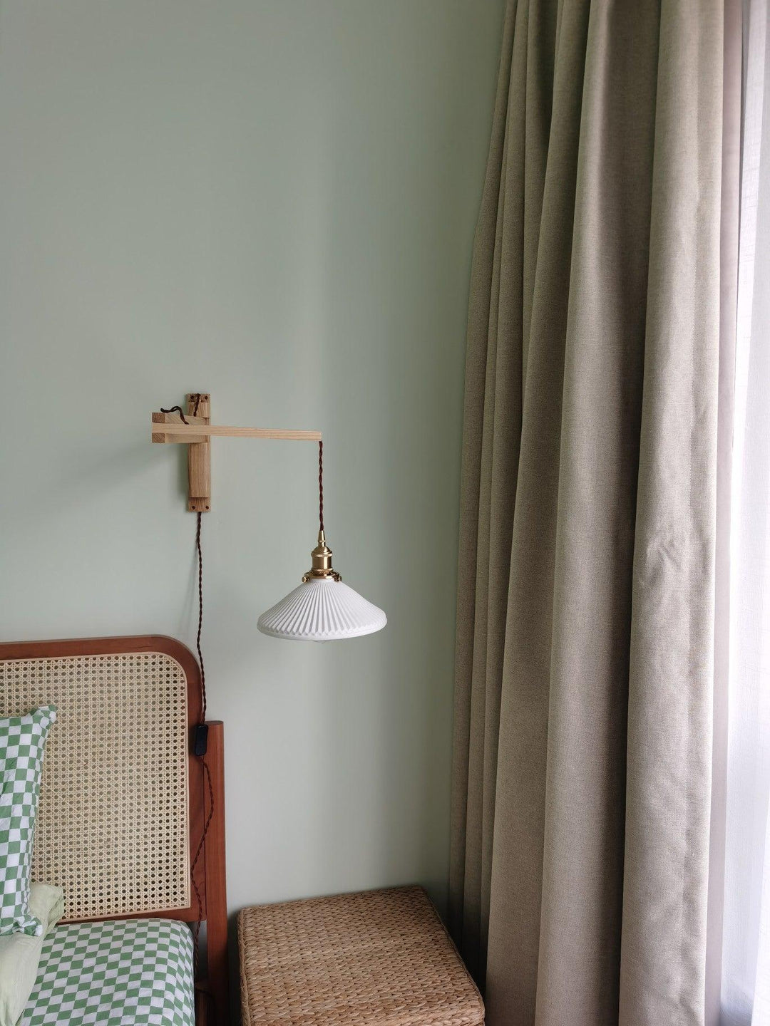Lyphaia Nordic Art Telescopic Walnut Ceramic Wooden Wall Lamp - Neutralighting