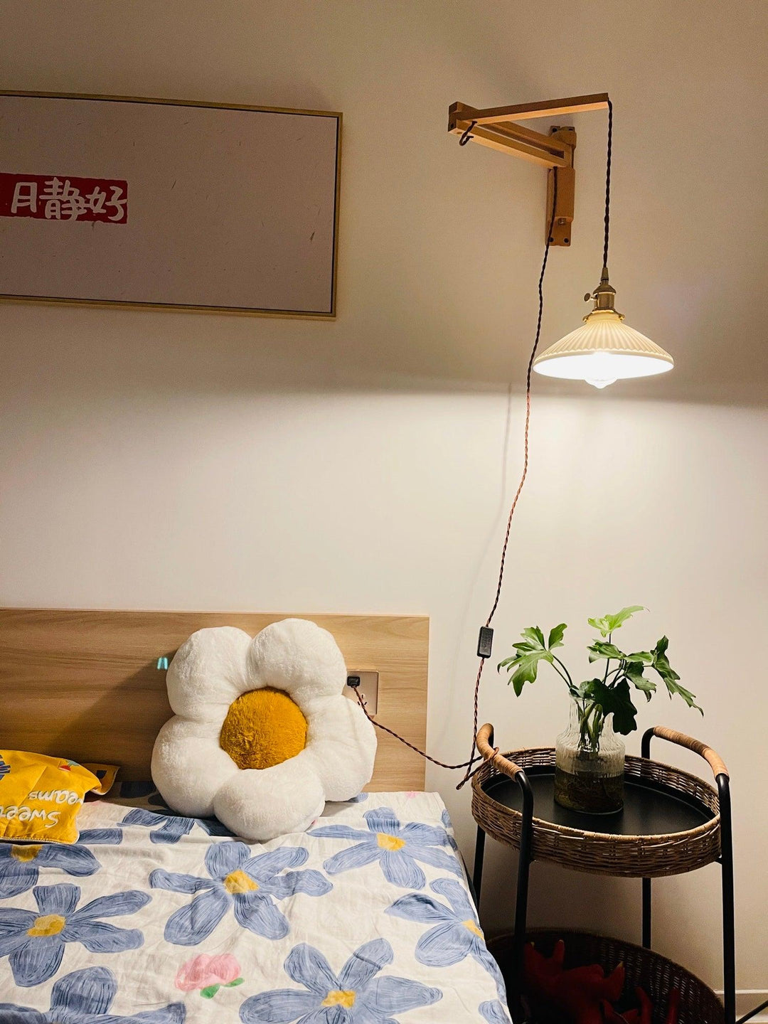 Lyphaia Nordic Art Telescopic Walnut Ceramic Wooden Wall Lamp - Neutralighting