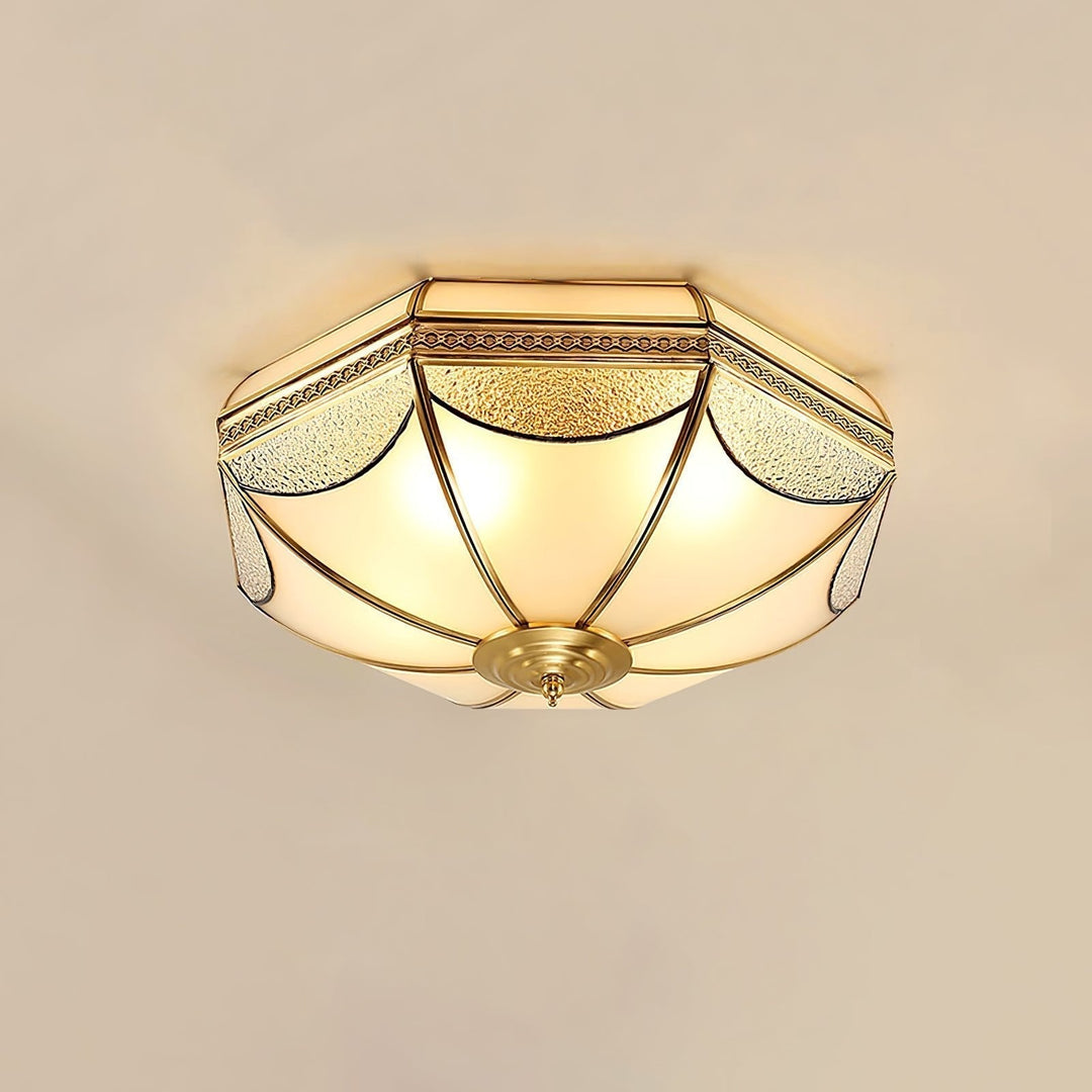 Ellaeara Entrepôt Dôme Forme Laiton Verre Plafonnier - Neutralighting