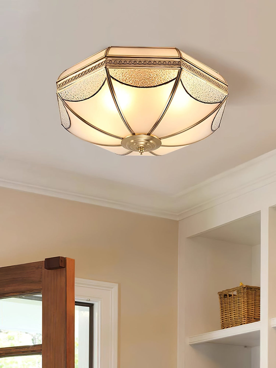 Ellaeara Entrepôt Dôme Forme Laiton Verre Plafonnier - Neutralighting
