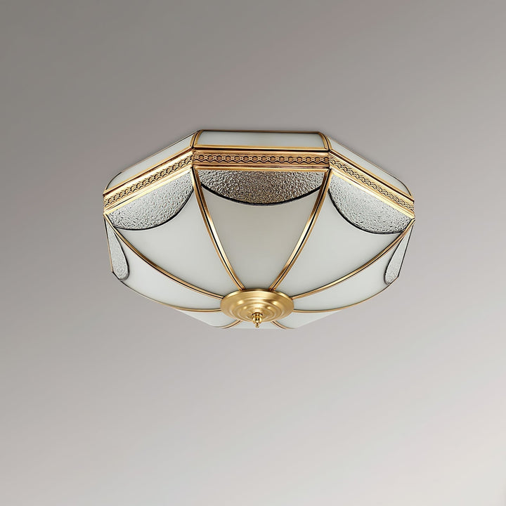 Ellaeara Entrepôt Dôme Forme Laiton Verre Plafonnier - Neutralighting