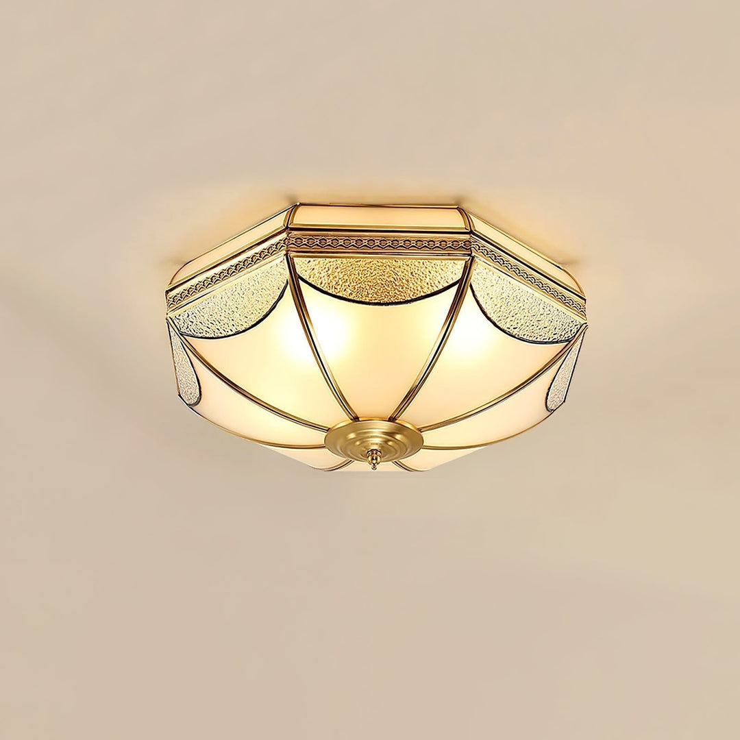 Ellaeara Entrepôt Dôme Forme Laiton Verre Plafonnier - Neutralighting