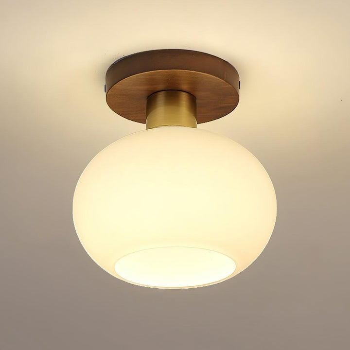 Ellorus Plafonnier Verre Blanc Coquillage Art Nordique - Neutralighting