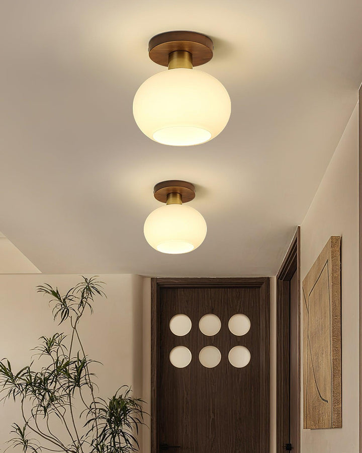Ellorus Plafonnier Verre Blanc Coquillage Art Nordique - Neutralighting