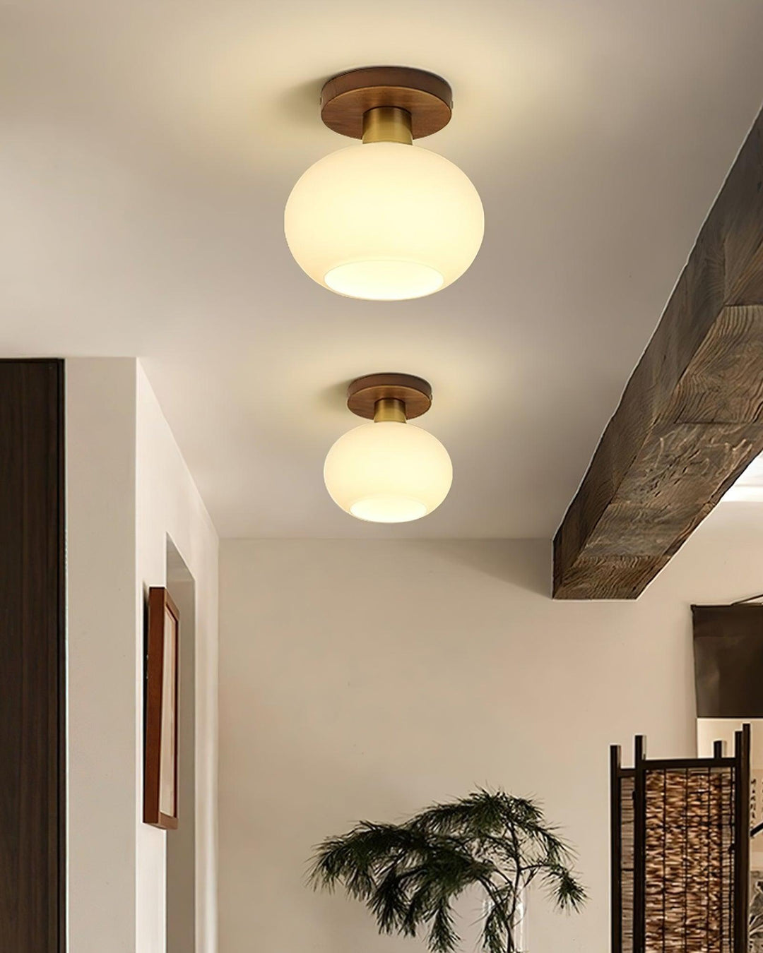 Ellorus Plafonnier Verre Blanc Coquillage Art Nordique - Neutralighting