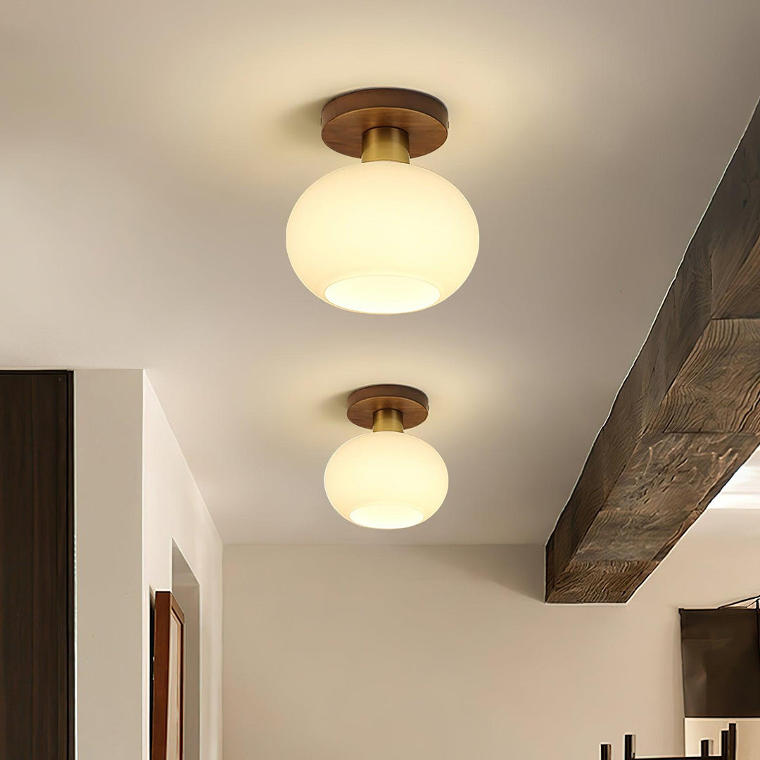 Ellorus Plafonnier Verre Blanc Coquillage Art Nordique - Neutralighting