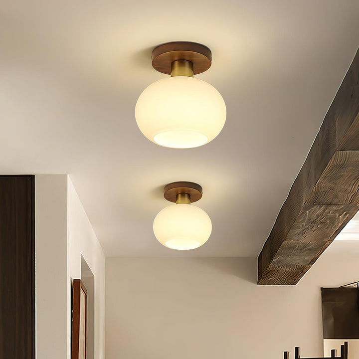Ellorus Plafonnier Verre Blanc Coquillage Art Nordique - Neutralighting