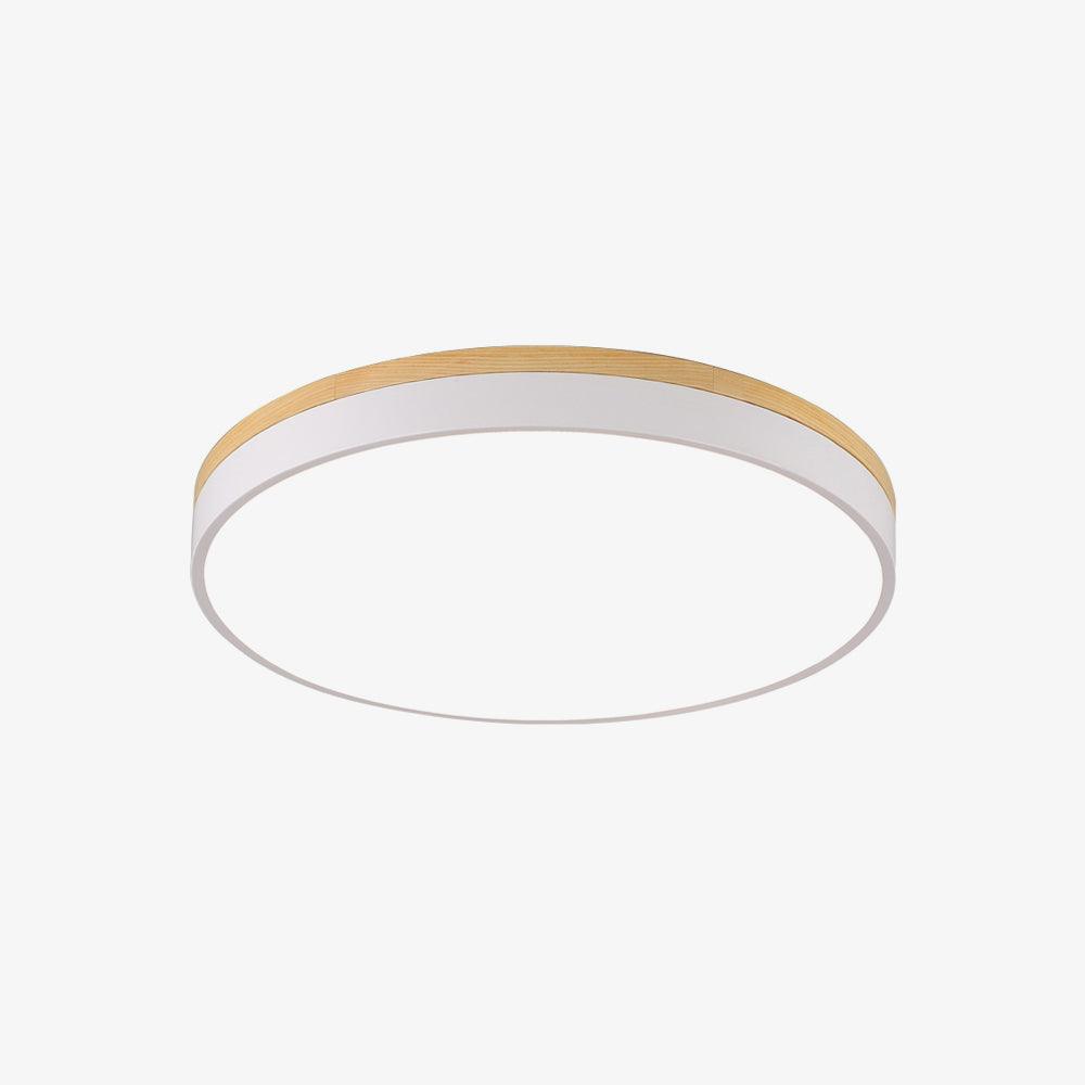 Solara Plafonnier Blanc Ronde avec Bois - Neutralighting
