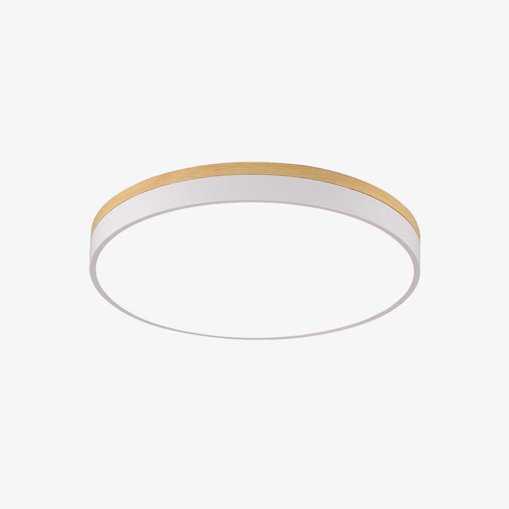 Solara Plafonnier Blanc Ronde avec Bois - Neutralighting