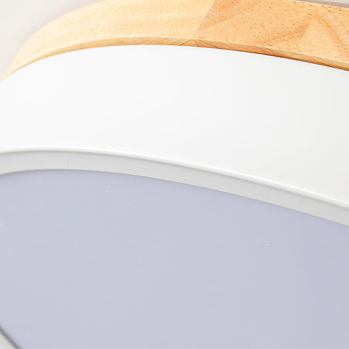 Solara Plafonnier Blanc Ronde avec Bois - Neutralighting