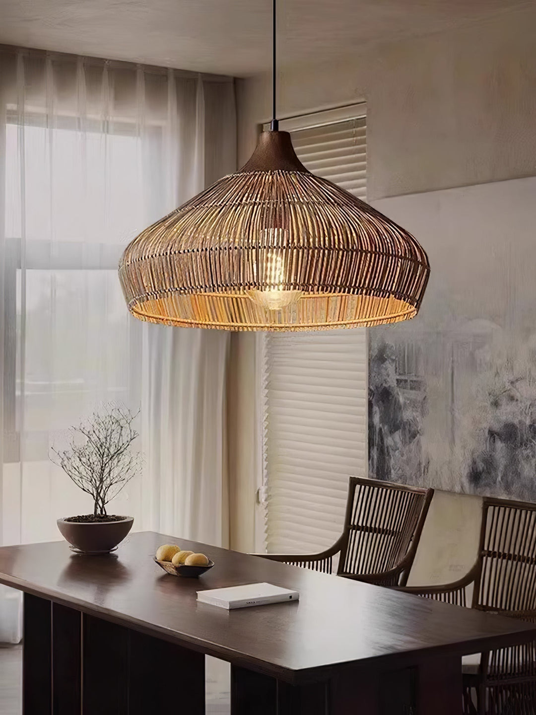 Lythean Elegance Art Rattan Wood Pendant Light - Neutralighting
