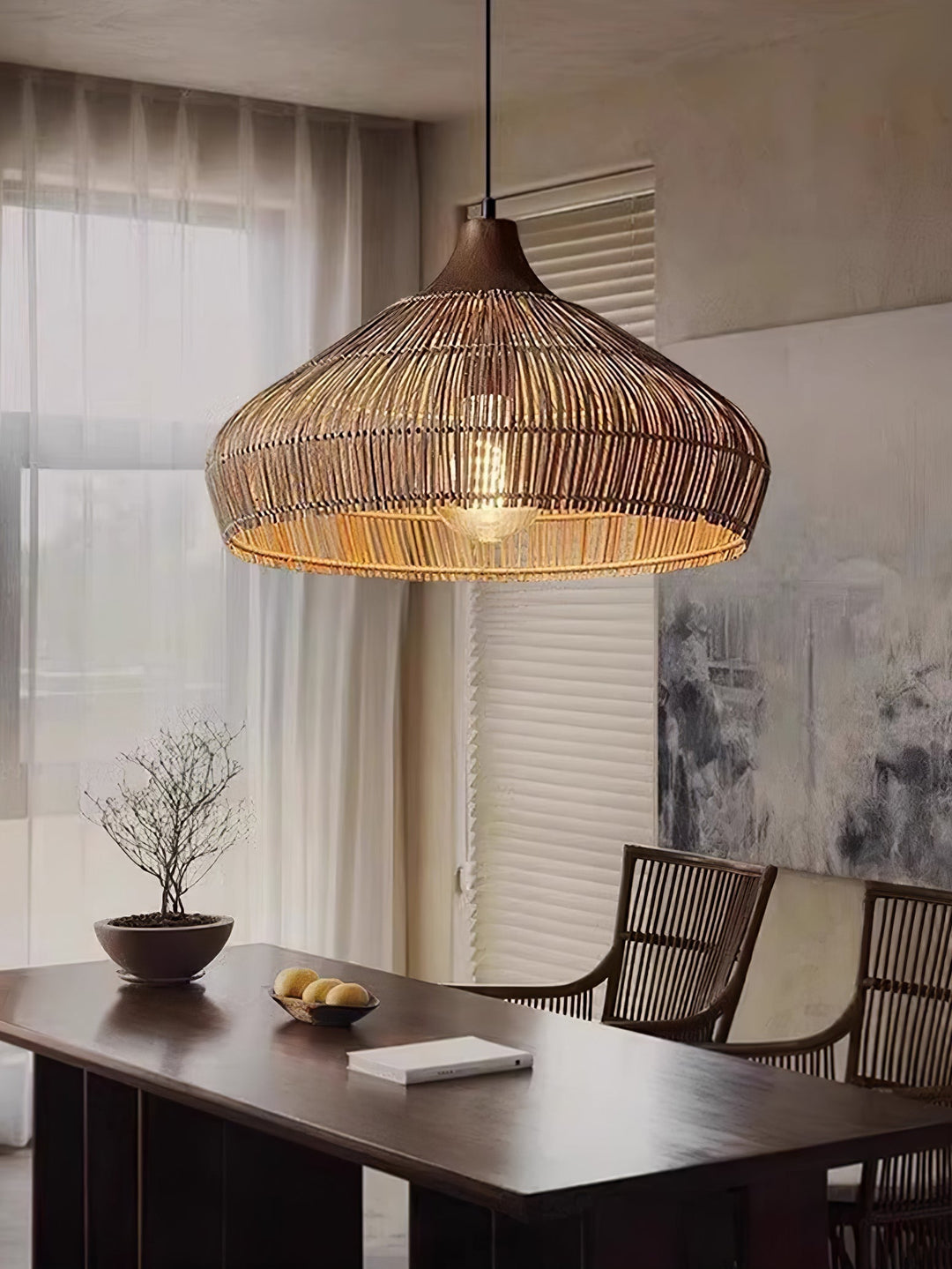 Lythean Elegance Art Rattan Wood Pendant Light - Neutralighting