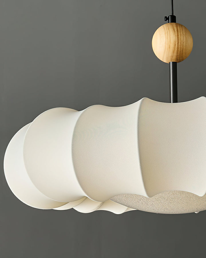 Lyvina Lampe Pendante Traditionnelle en Bois Naturel et Tissu - Neutralighting