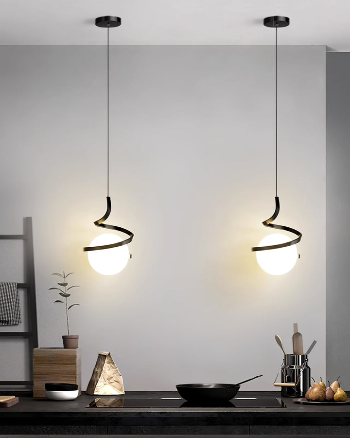 Lampe Suspendue en Fil de Fer et Spirale en Verre - Neutralighting