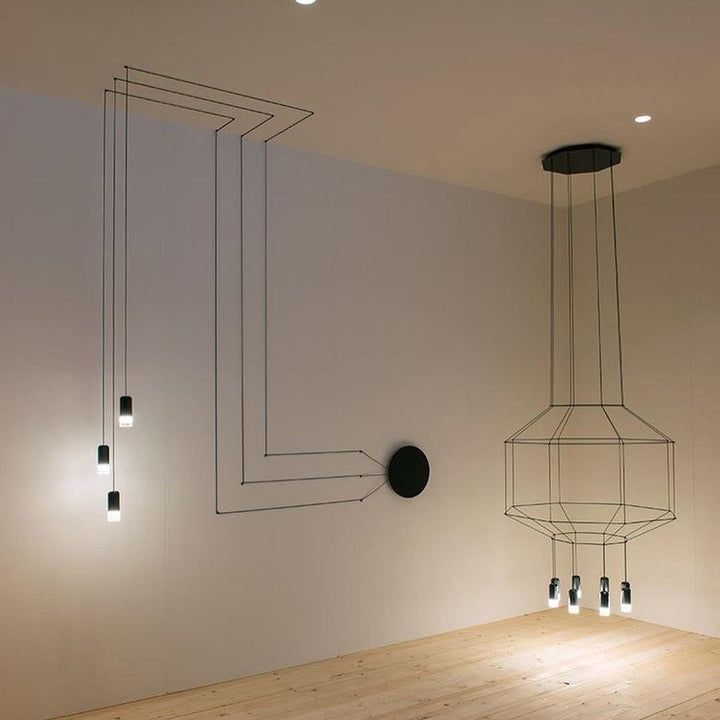 Lustra Lampe Pendante Géométrique en Fil Noir LED - Neutralighting