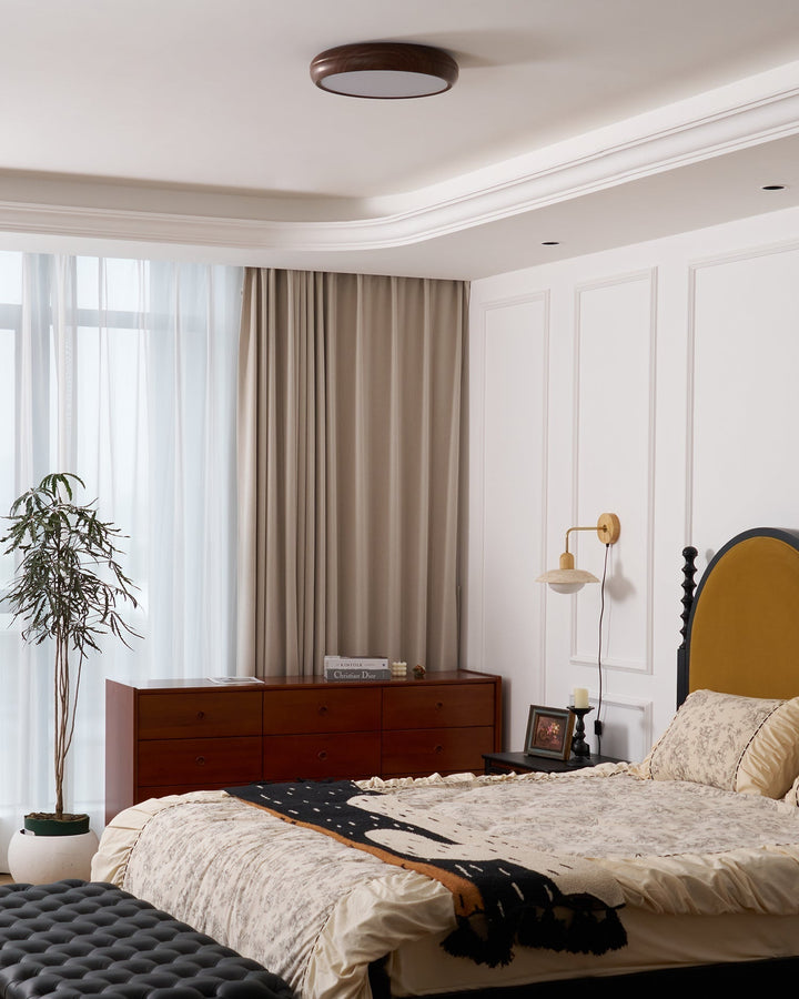 Solara Plafonnier rond en acrylique effet bois - Neutralighting
