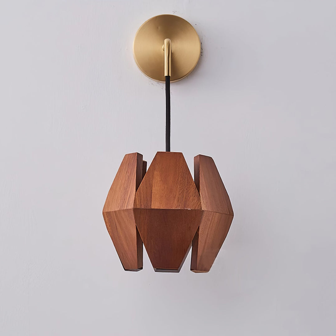 Applique Murale Corps Facetté Noyer Abat-jour Branchement Nordic - Neutralighting