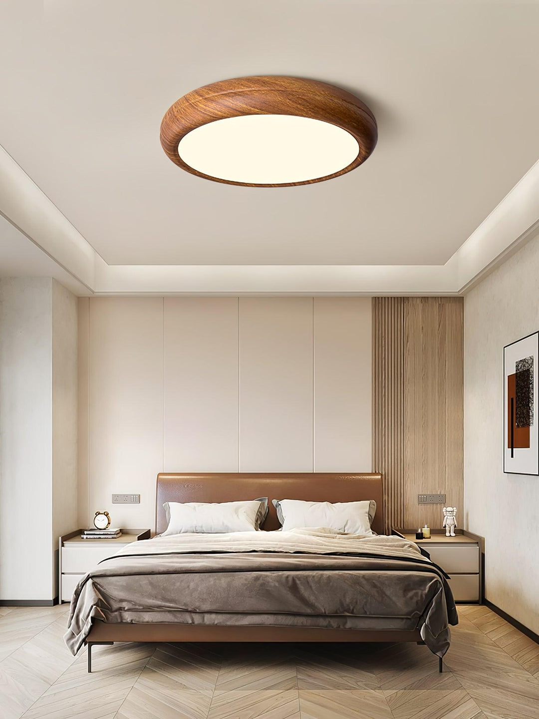 Solara Plafonnier rond en acrylique effet bois - Neutralighting