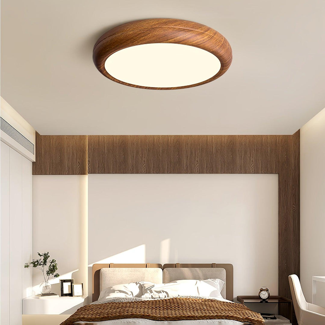 Solara Plafonnier rond en acrylique effet bois - Neutralighting