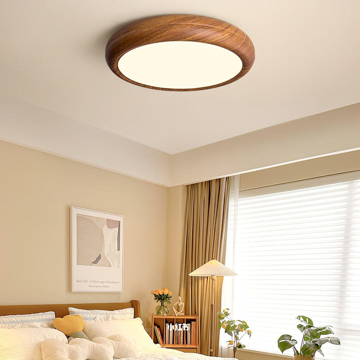 Solara Plafonnier rond en acrylique effet bois - Neutralighting