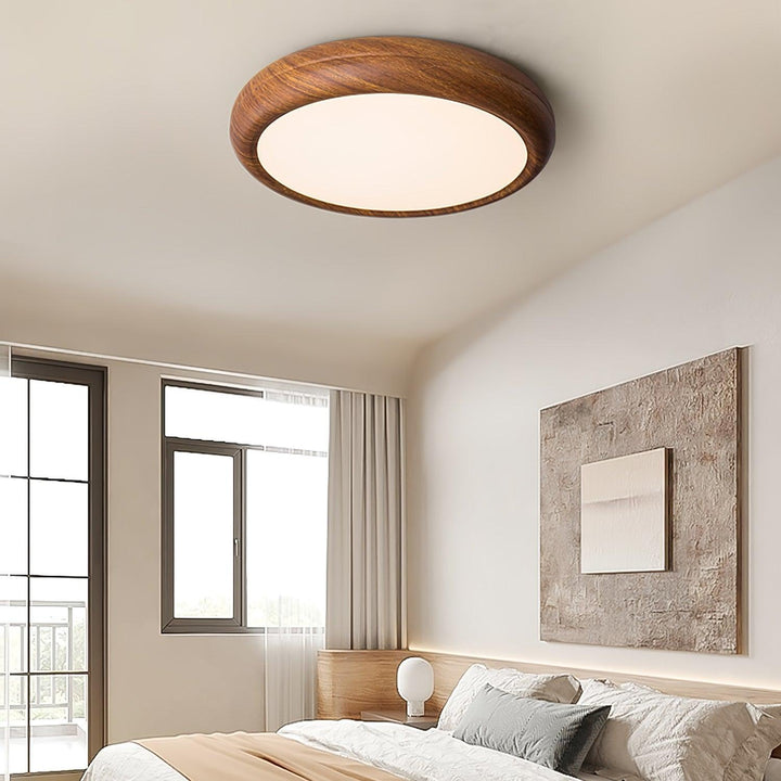 Solara Plafonnier rond en acrylique effet bois - Neutralighting