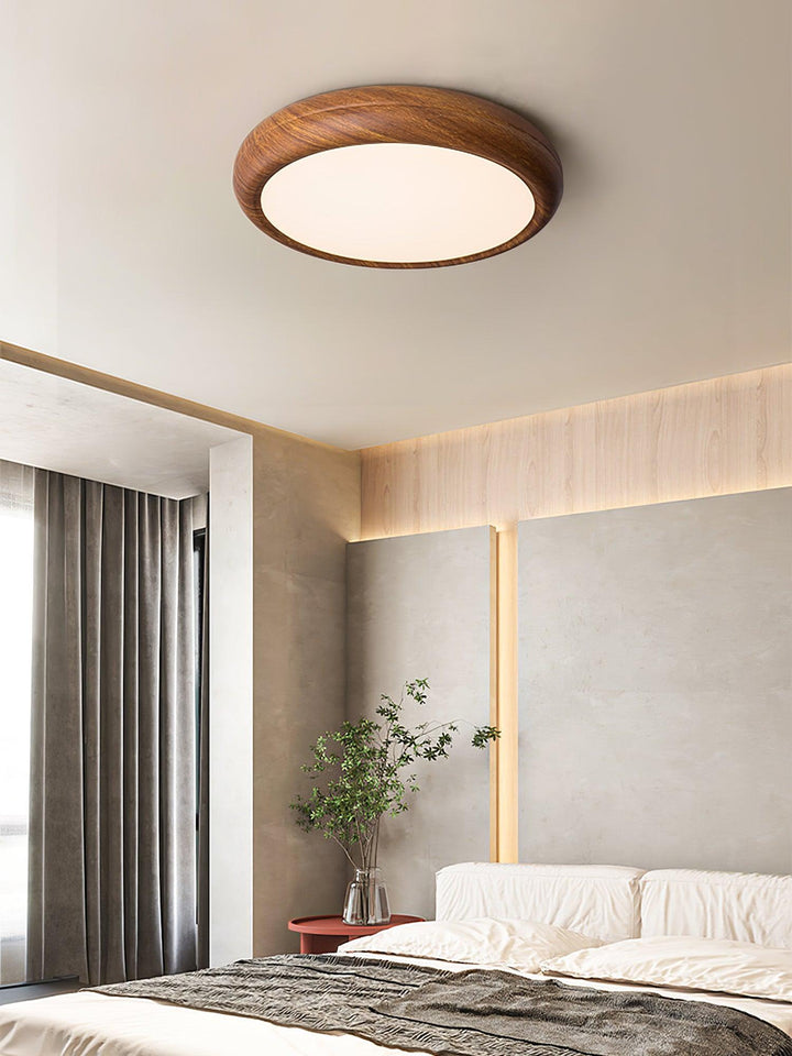 Solara Plafonnier rond en acrylique effet bois - Neutralighting