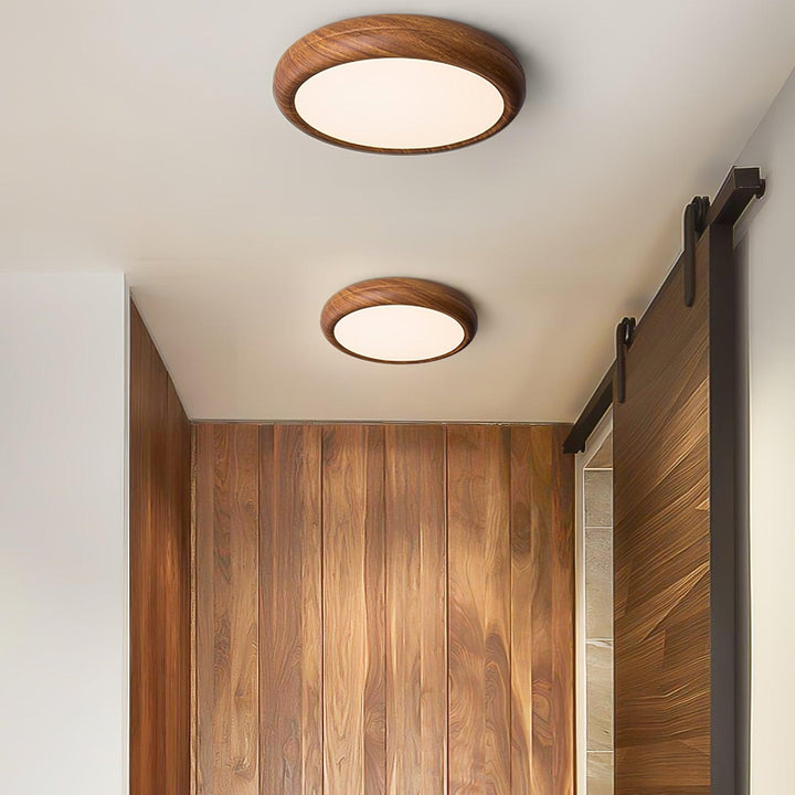 Solara Plafonnier rond en acrylique effet bois - Neutralighting