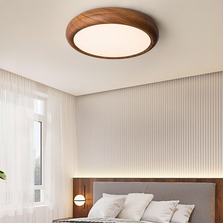 Solara Plafonnier rond en acrylique effet bois - Neutralighting