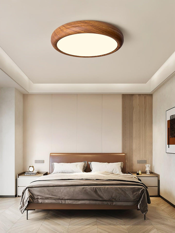 Solara Plafonnier rond en acrylique effet bois - Neutralighting