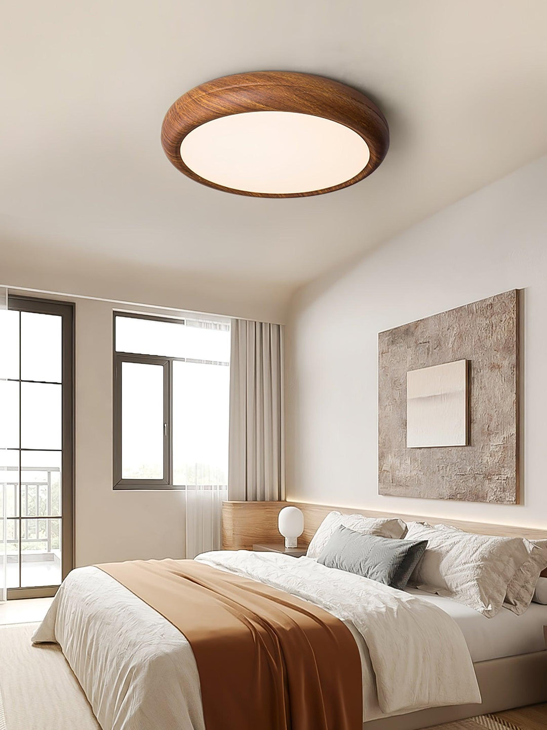 Solara Plafonnier rond en acrylique effet bois - Neutralighting