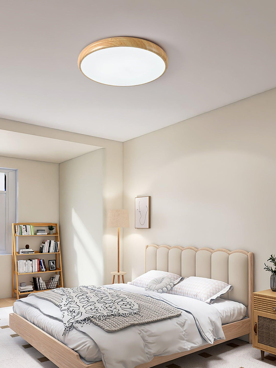 Solara Plafonnier rond en acrylique effet bois - Neutralighting