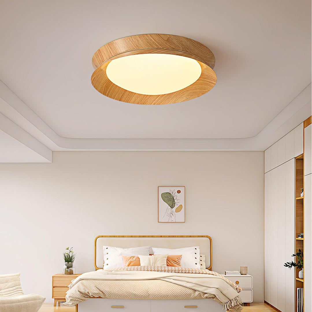 Solara Plafonnier en Bois Anneau Double Demi-Rond - Neutralighting