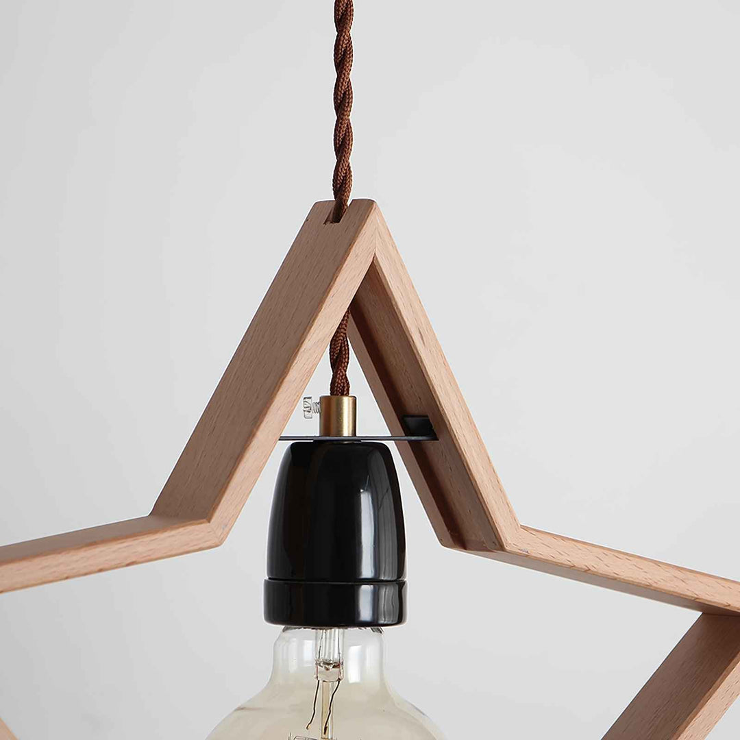 Luna Suspension Vintage Étoile en Bois - Neutralighting