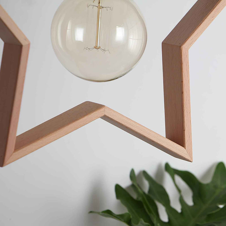 Luna Suspension Vintage Étoile en Bois - Neutralighting