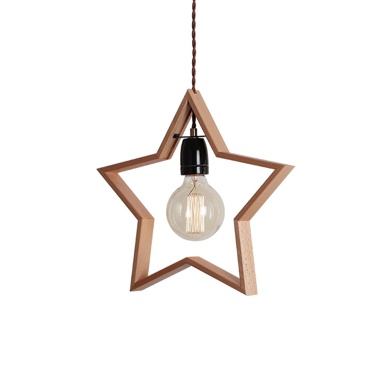 Luna Suspension Vintage Étoile en Bois - Neutralighting