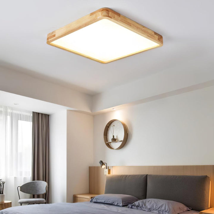 Lustra Lumière Plafonnière Géométrique en Bois LED - Neutralighting