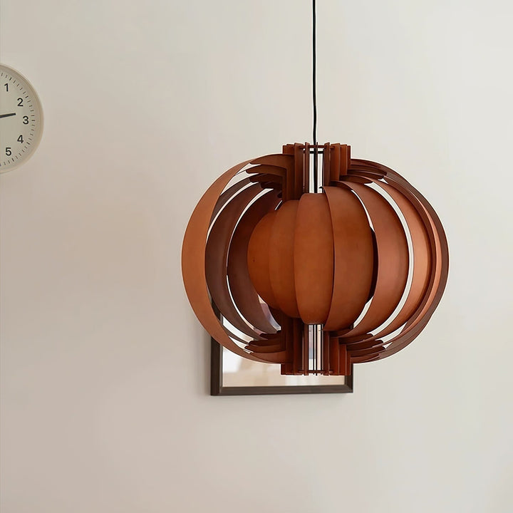 Bois Lanterne Suspension Stratifié Organique - Neutralighting
