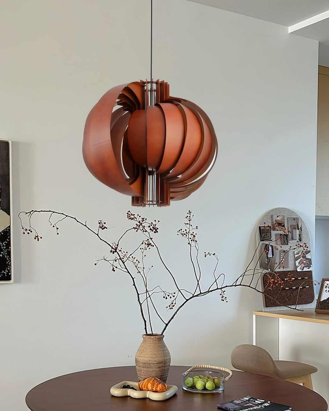 Bois Lanterne Suspension Stratifié Organique - Neutralighting