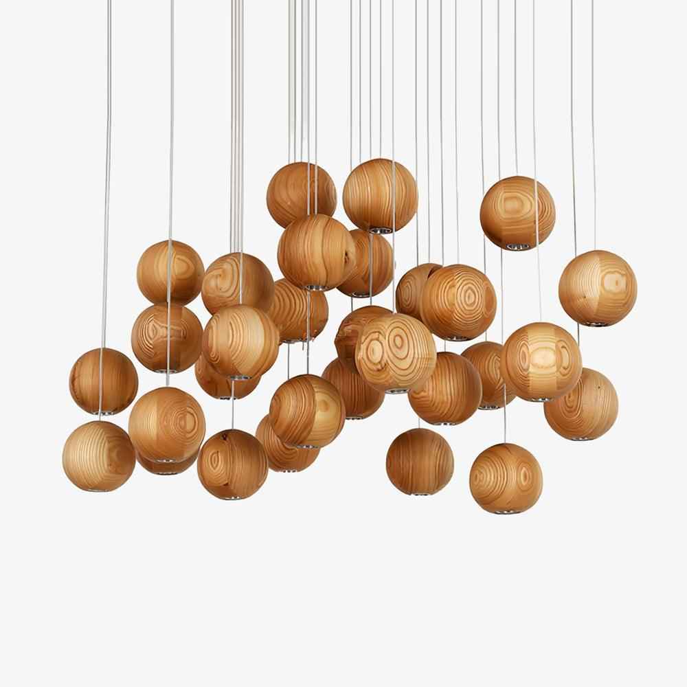 Ulvararis Suspension en bois Nordic Orb Sphere Cluster - Neutralighting