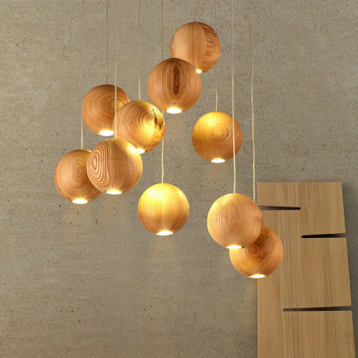 Ulvararis Suspension en bois Nordic Orb Sphere Cluster - Neutralighting