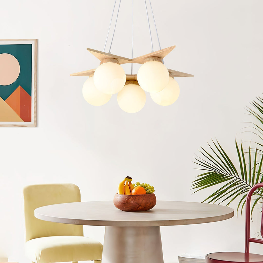 Zothaus Lustre Bois Verre Étoile Art Nordique Premium - Neutralighting