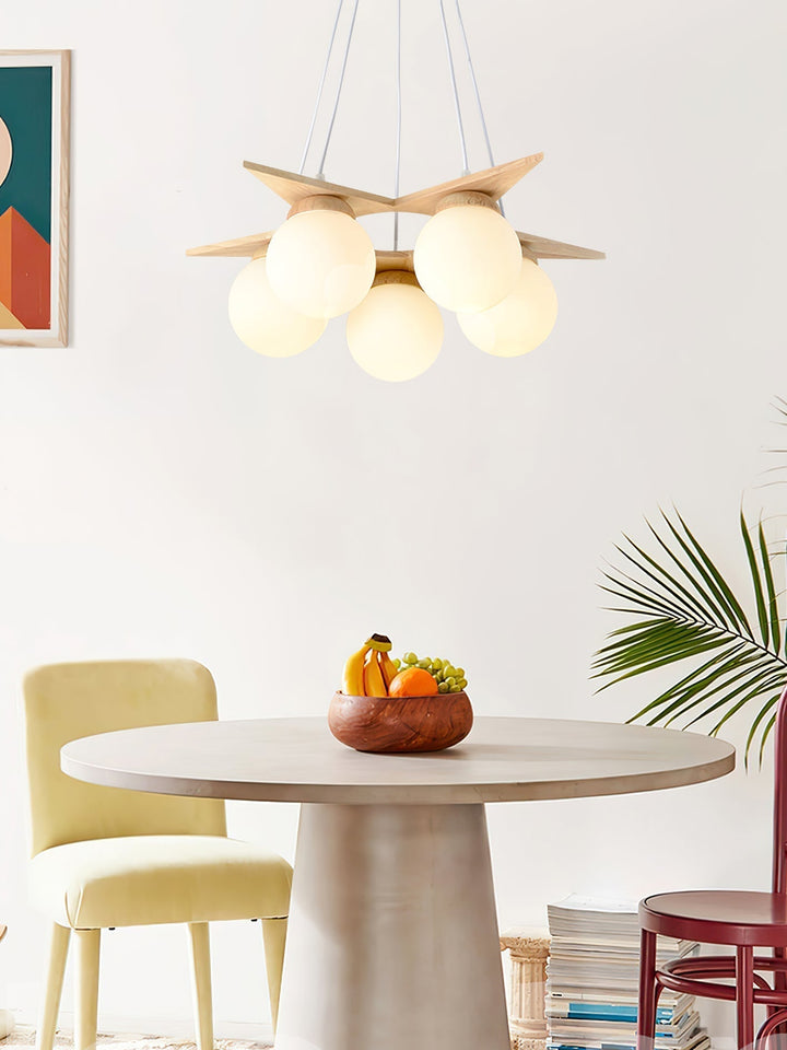 Zothaus Lustre Bois Verre Étoile Art Nordique Premium - Neutralighting
